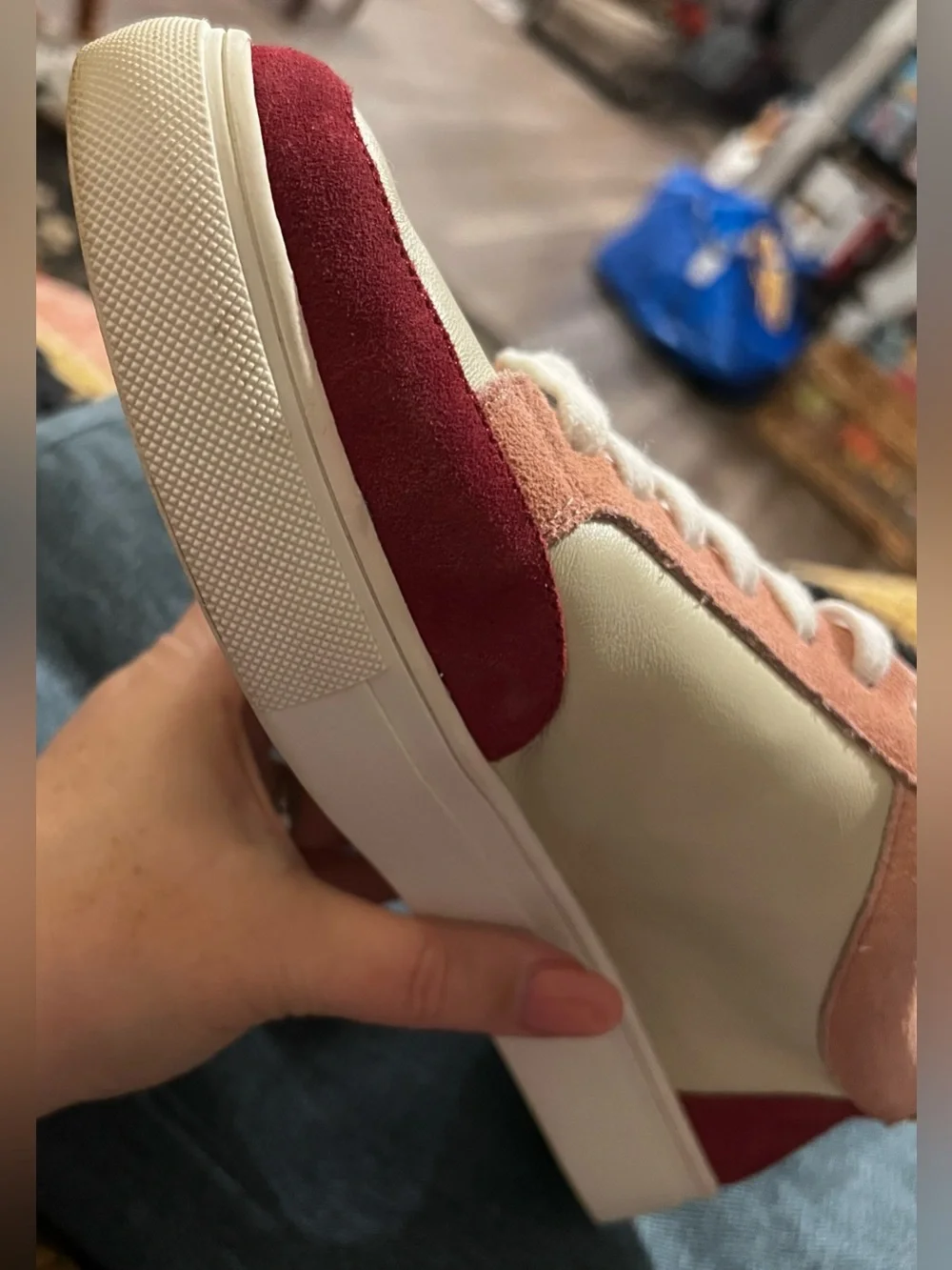 Birdies Cardinal Sneakers Pink and Gold Suede Accents Lace Up Women’s Sz 9